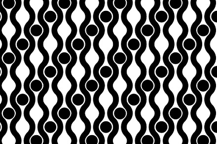 Black and White Wave and Dots