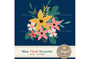 Navy Floral Bouquet Flowers, an Illustration by JennyL Designs (Thumbnail 2 of 5)