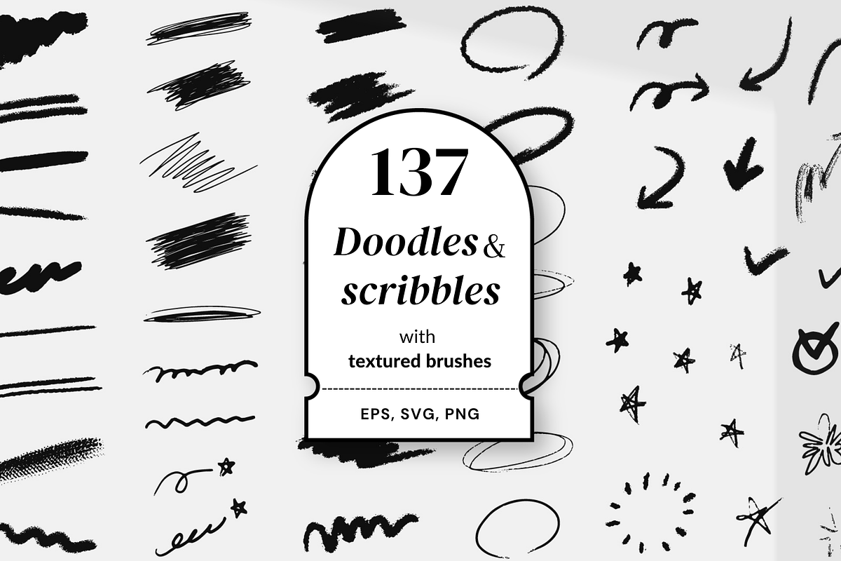 137 doodles with textured brushes, a Decorative Illustration by Pinkbrush (Photo 1 of 6)