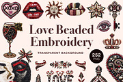 Love Beaded Embroidery Clipart Set, an Object Graphic by Olha Kostiuk (Thumbnail 1 of 10)