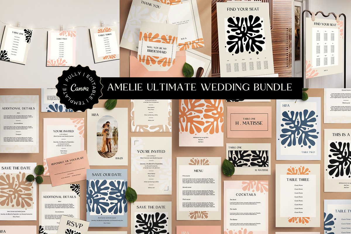 Wedding template bundle XL - Amelie, a Stationery Template by SydneyResnik (Photo 1 of 14)