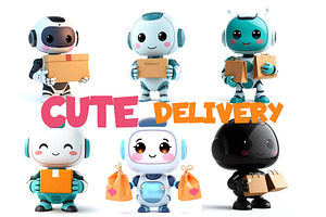 Cute robot with delivery boxes, a Technology Illustration by Bunny's Little Shop