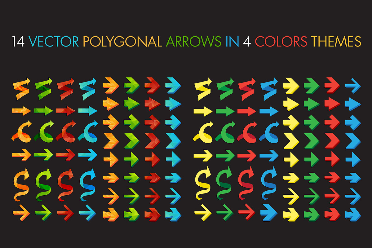 Polygonal Arrows Set, an Object Graphic by barsrsind