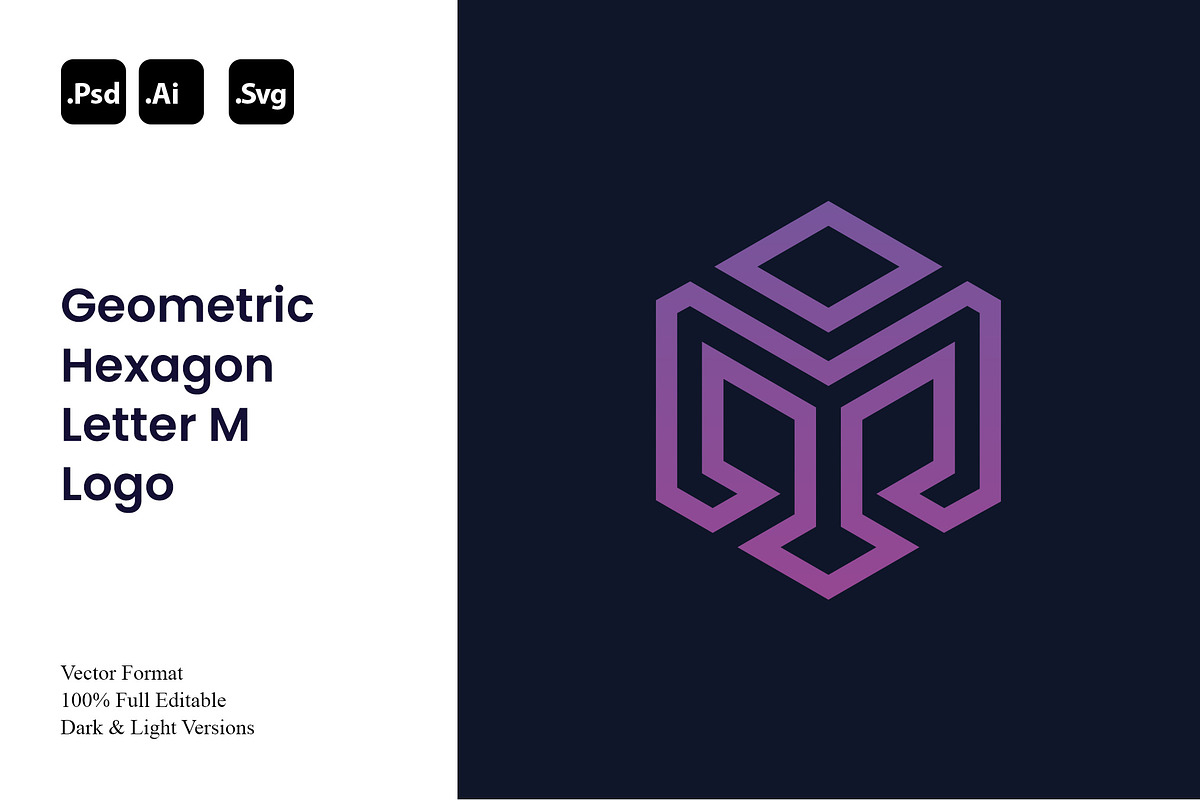 Geometric Hexagon Letter M Logo, a Branding & Logo Template by Luxury Logos (Photo 1 of 4)