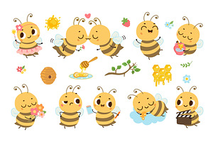 Honey funny bee. Cartoon bee, an Animal Illustration by Valerie Bodnar