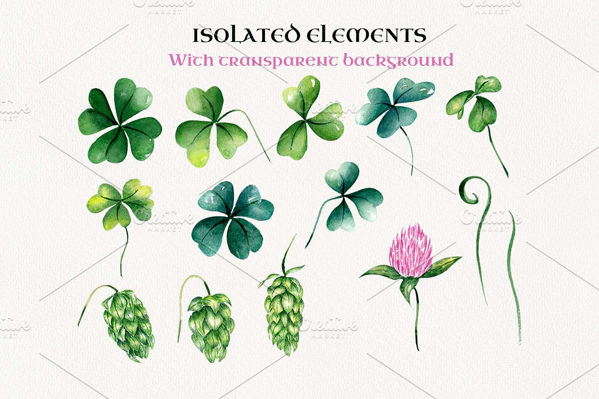 Watercolor clover clipart. Shamrock., a Graphic by NinaBrai (Photo 2 of 5)