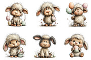 Whimsical Easter Sheep Clipart, an Illustration by Dream Creation (Thumbnail 2 of 6)