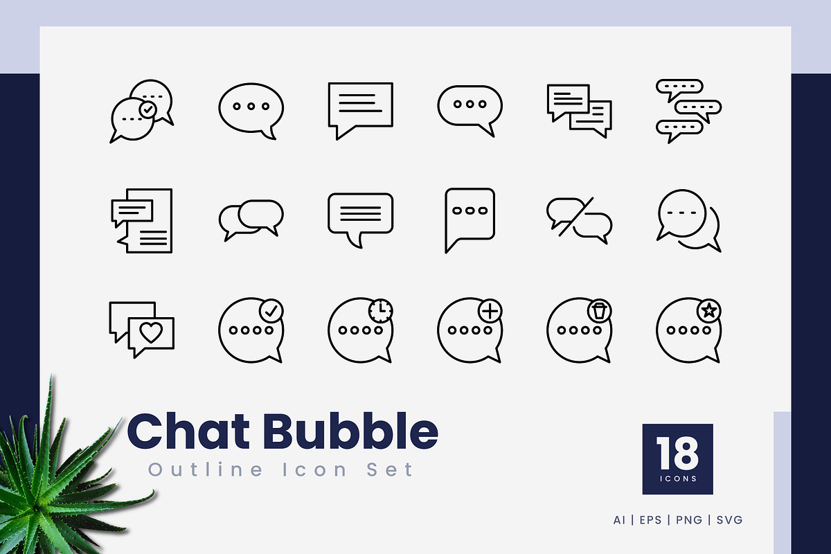 Chat Bubble Outline Icons, an Outline Icon by Zeer Graphic