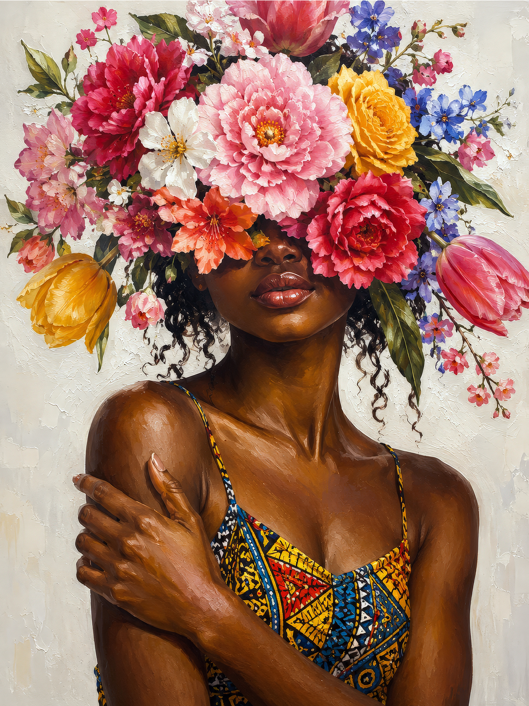 Woman Wearing Floral Headpiece, an Abstract Photo by Hamza067