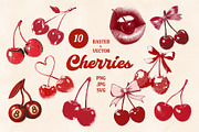 Retro Cherry Illustrations PNG & SVG, an Object Graphic by Marie T (Thumbnail 1 of 12)