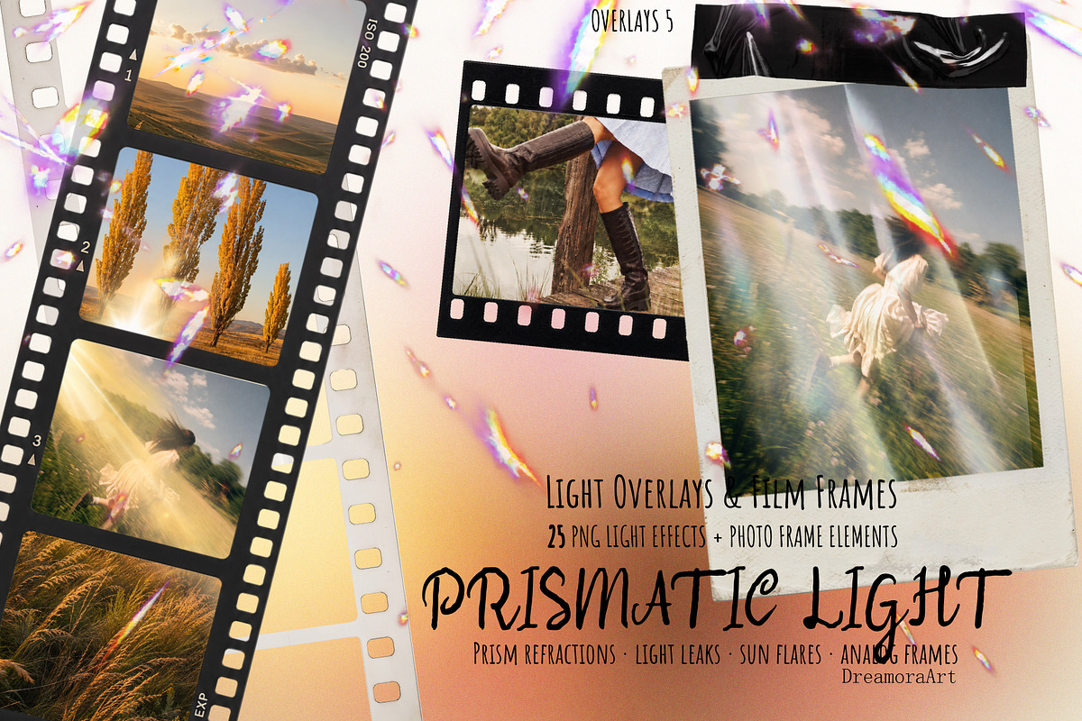 Prism Light Overlays & Film Frames, a Texture Graphic by DreamoraArt (Photo 1 of 13)