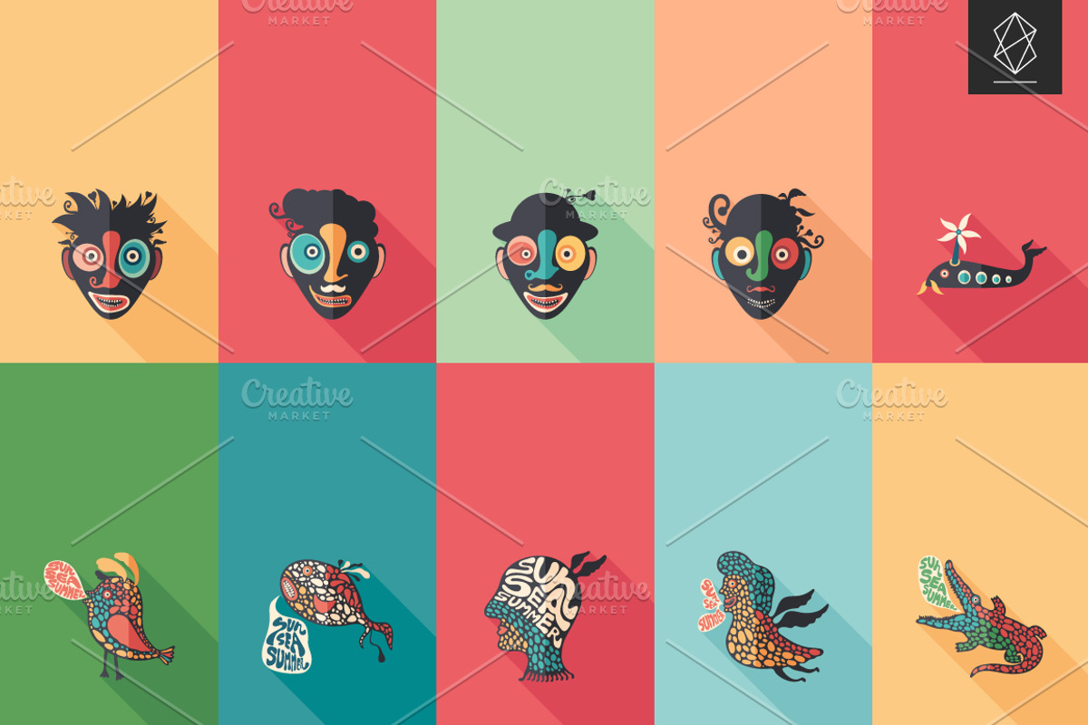 Summer time flat icon set preview 2
