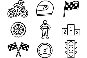 Motor racing vector icons depicting, a Transportation Illustration by ZinetroN