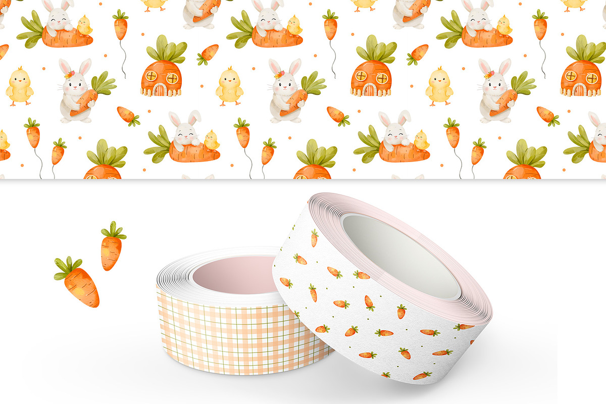 Easter Bunny & Carrots Patterns, a Pattern Graphic by ArtGiftsStudio (Photo 3 of 5)