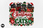 Christmas is Better Black Cats PNG, a Seasonal Illustration by CraftArtStudio (Thumbnail 1 of 4)