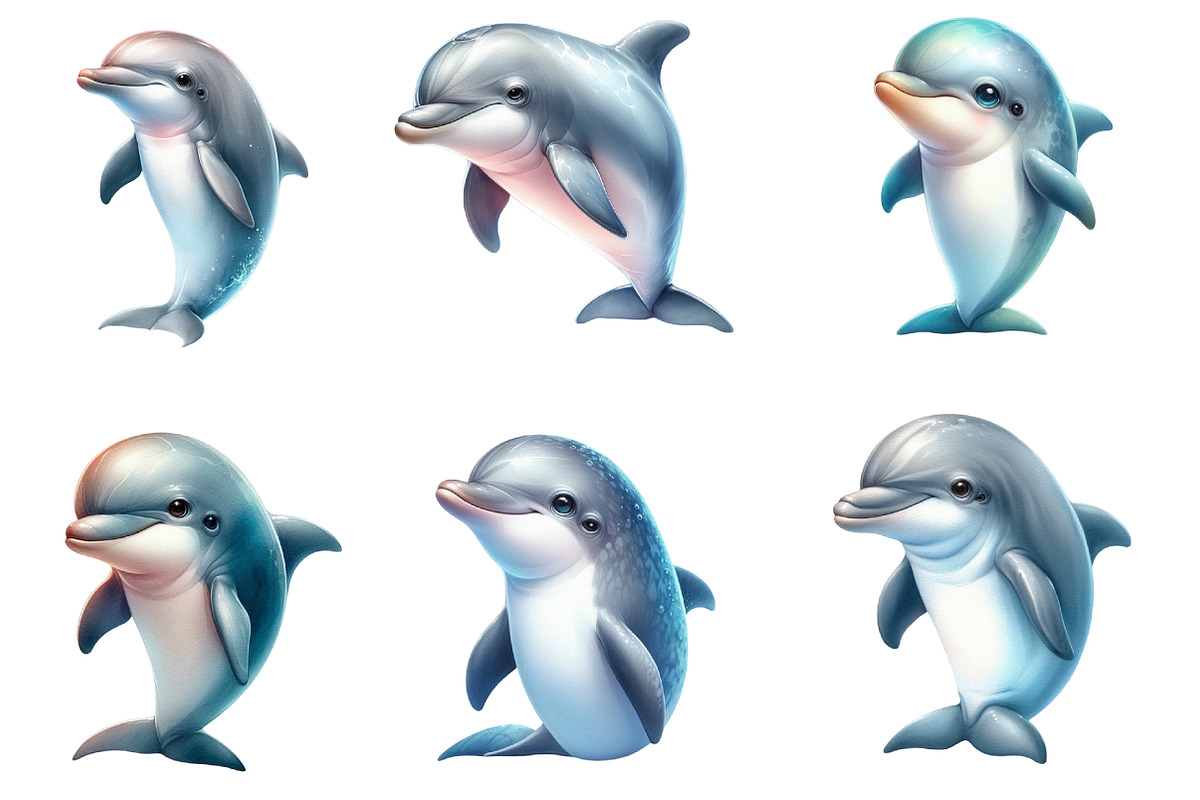 Watercolor Cute Baby Dolphin Clipart, an Illustration by CraftArtStudio (Photo 2 of 5)