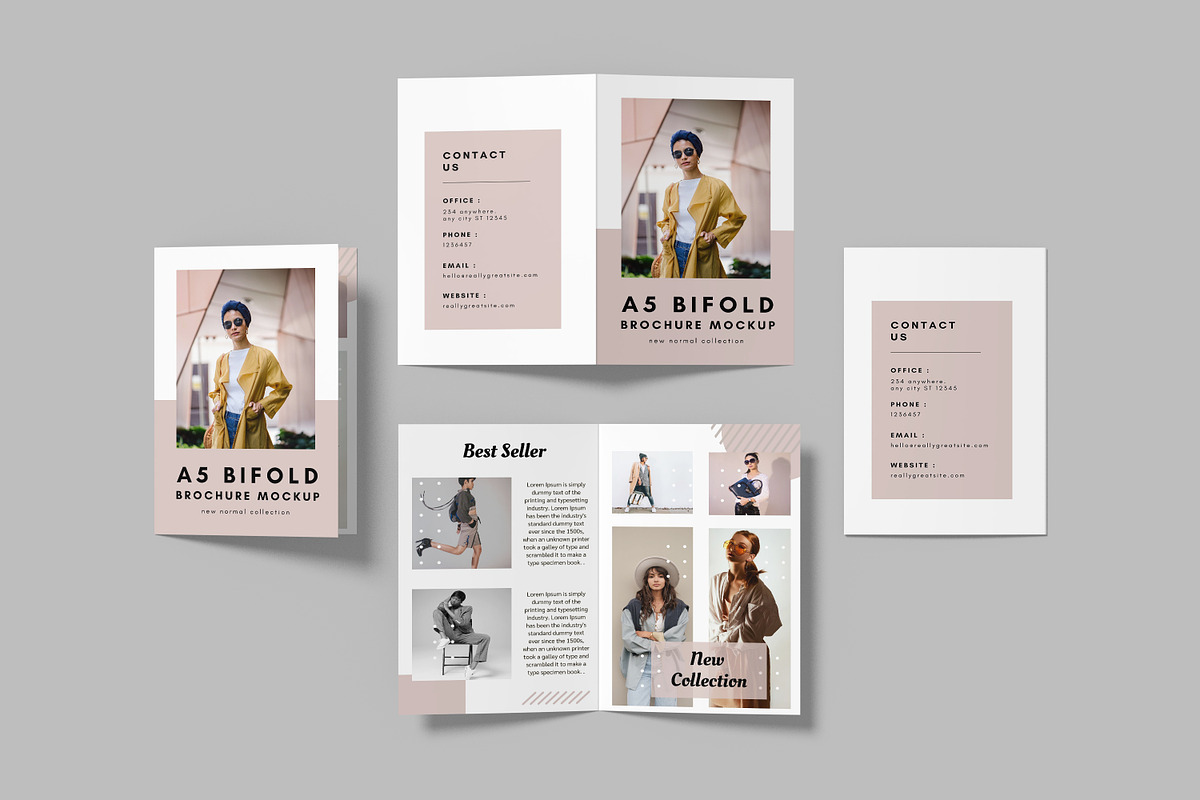 A5 Bifold Brochure Mockup, a Print Template by mahremdesign