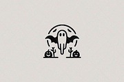 Spooky Ghost Emblem Halloween, a Seasonal Illustration by Vectorium Studio (Thumbnail 1 of 3)