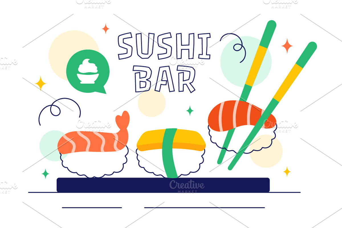 10 Sushi Bar Illustration, a Food Illustration by denayunebgt (Photo 4 of 4)