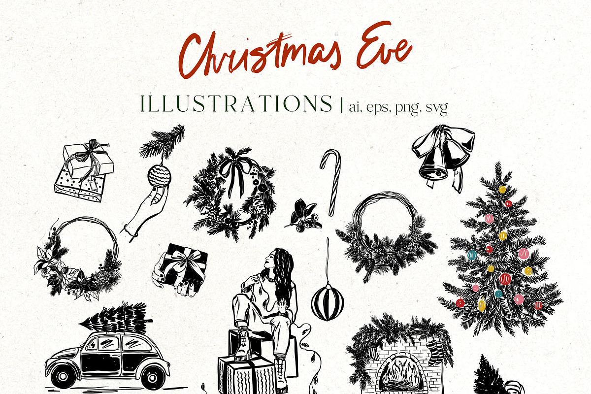 Christmas vector illustration doodle, an Object Illustration by Yuliya Derbisheva (Photo 5 of 12)