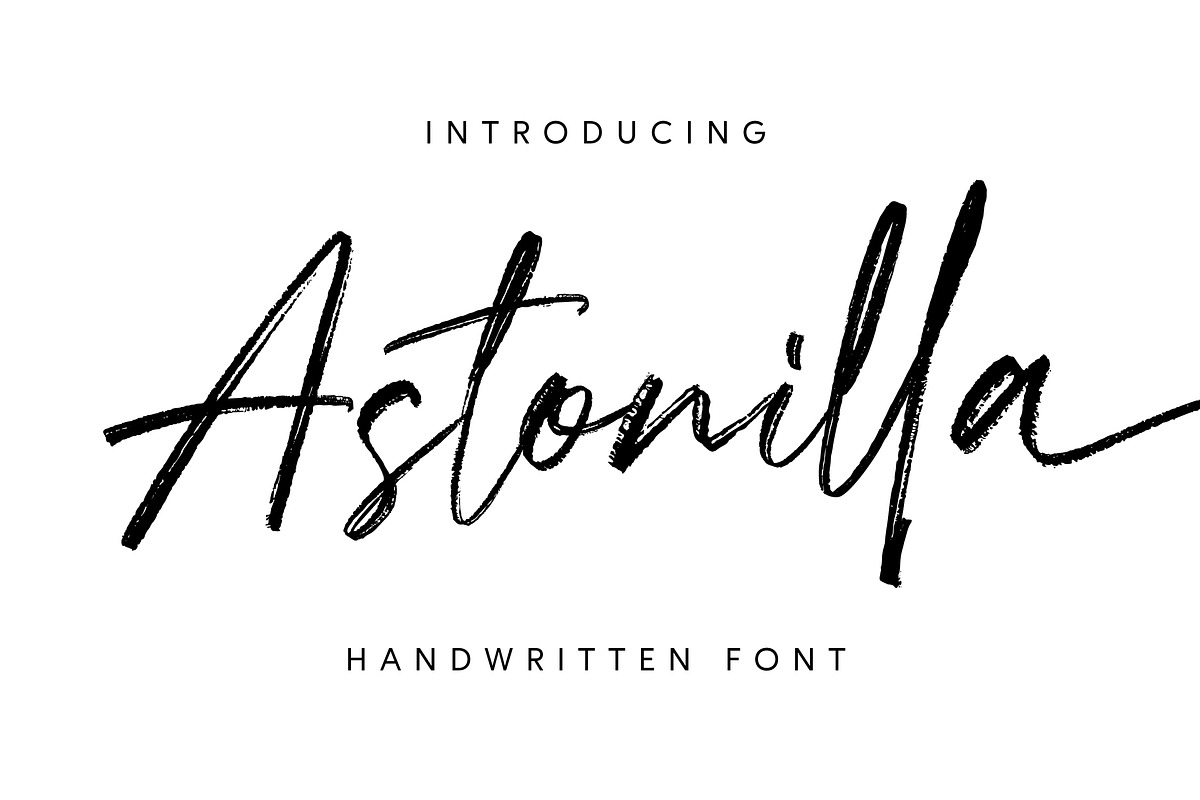 Astonilla – Handwritten Script Font, a Script Font by Grezline Studio (Photo 1 of 9)