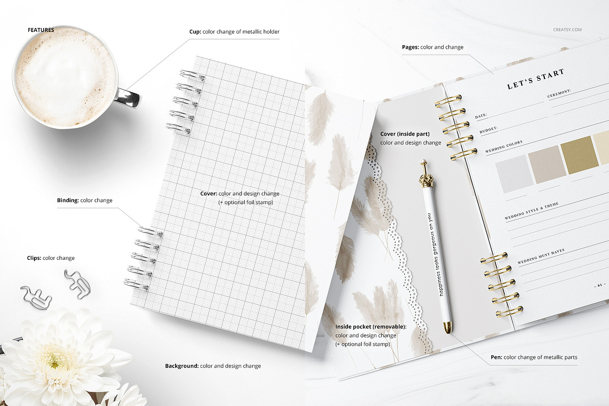 Planner Mockup Set 02, a Books & Magazine Mockup by creatsy5 (Photo 3 of 15)