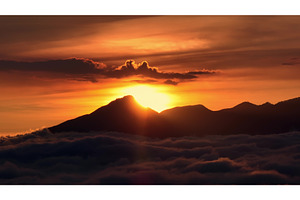 Mount Batur Bali sunrise with clouds, a Nature Photo by Goinyk