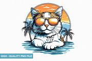 Cute Cat on the Beach Clipart Bundle, a Graphic by crative8112 (Thumbnail 11 of 11)