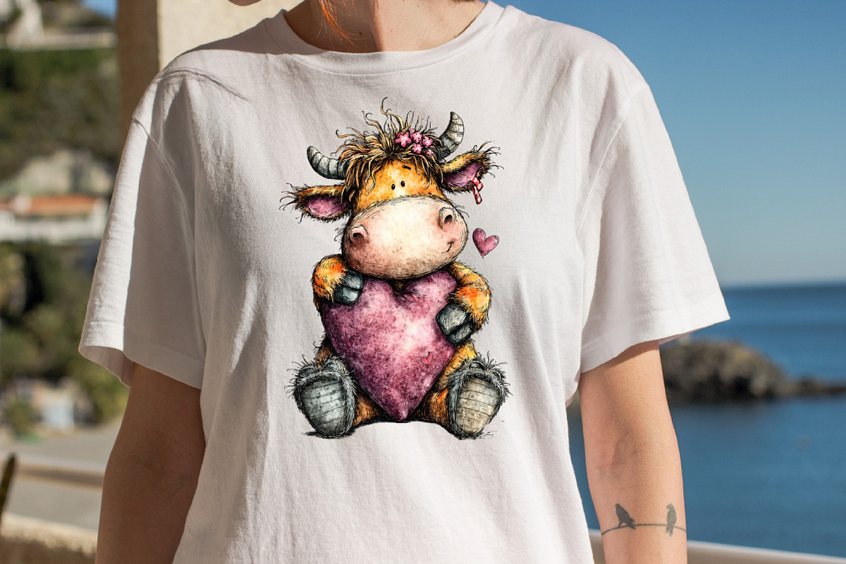 Whimsical Valentine Cow Clipart, an Illustration by SVGArt (Photo 8 of 8)