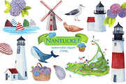 Nantucket Island watercolor map, an Illustration by s.yanyeva (Thumbnail 1 of 5)