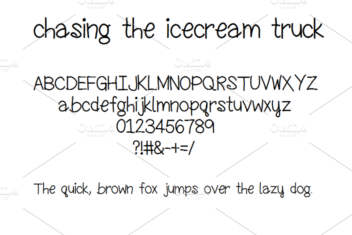 Chasing the Ice Cream Truck-handfont preview 2