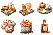 Watercolor Pumpkin Spice Clipart, an Illustration by DreamPrint404 (Thumbnail 2 of 6)