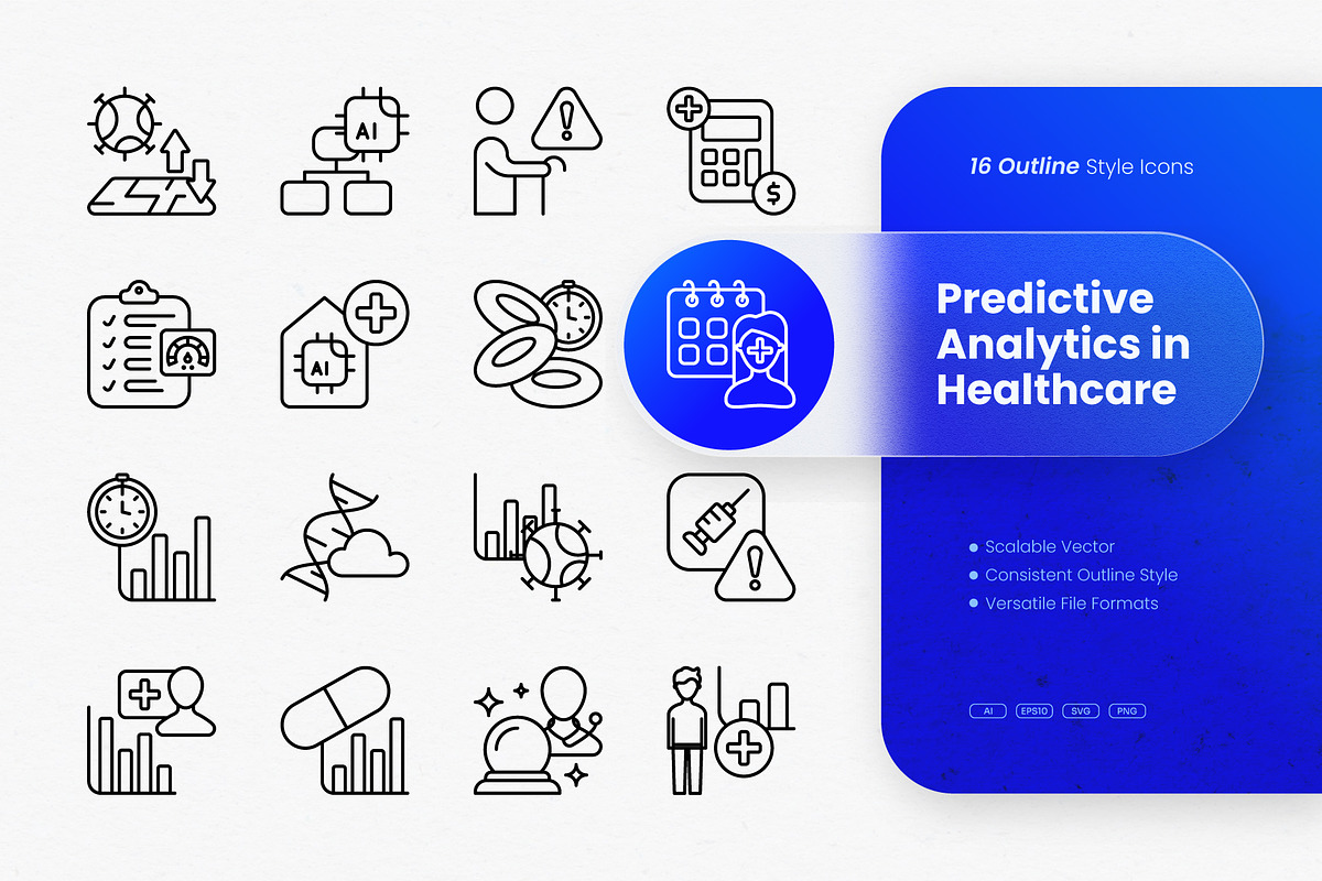 Predictive Analytics Outline Icons, an Outline Icon by cidcud_graphic