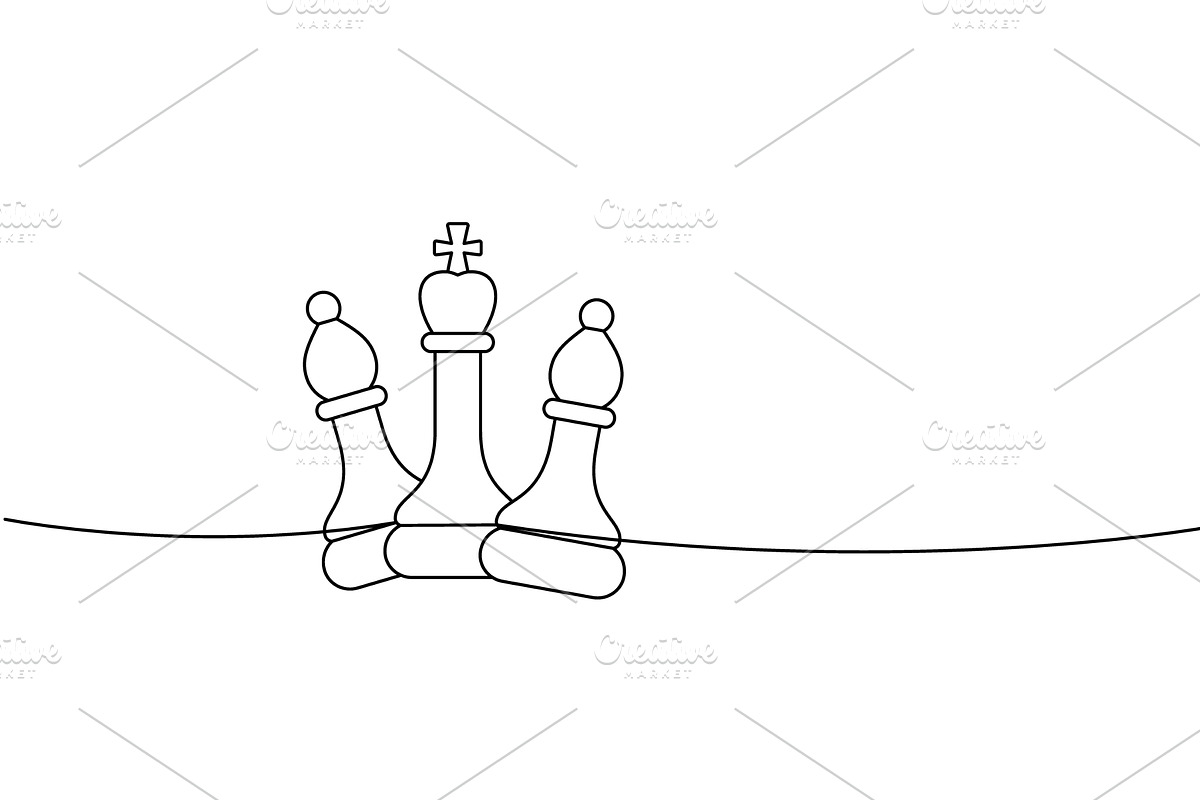 Minimalist chess line art of king, an Object Illustration by GraphiShop