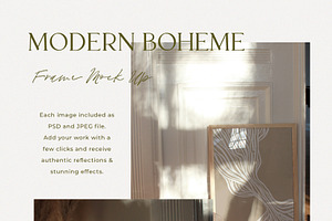 Boho Interior & Wooden Frame Mock Up