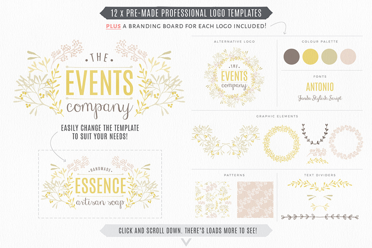Essential branding kit for Photoshop, a Branding & Logo Template by Lisa Glanz (Photo 2 of 13)