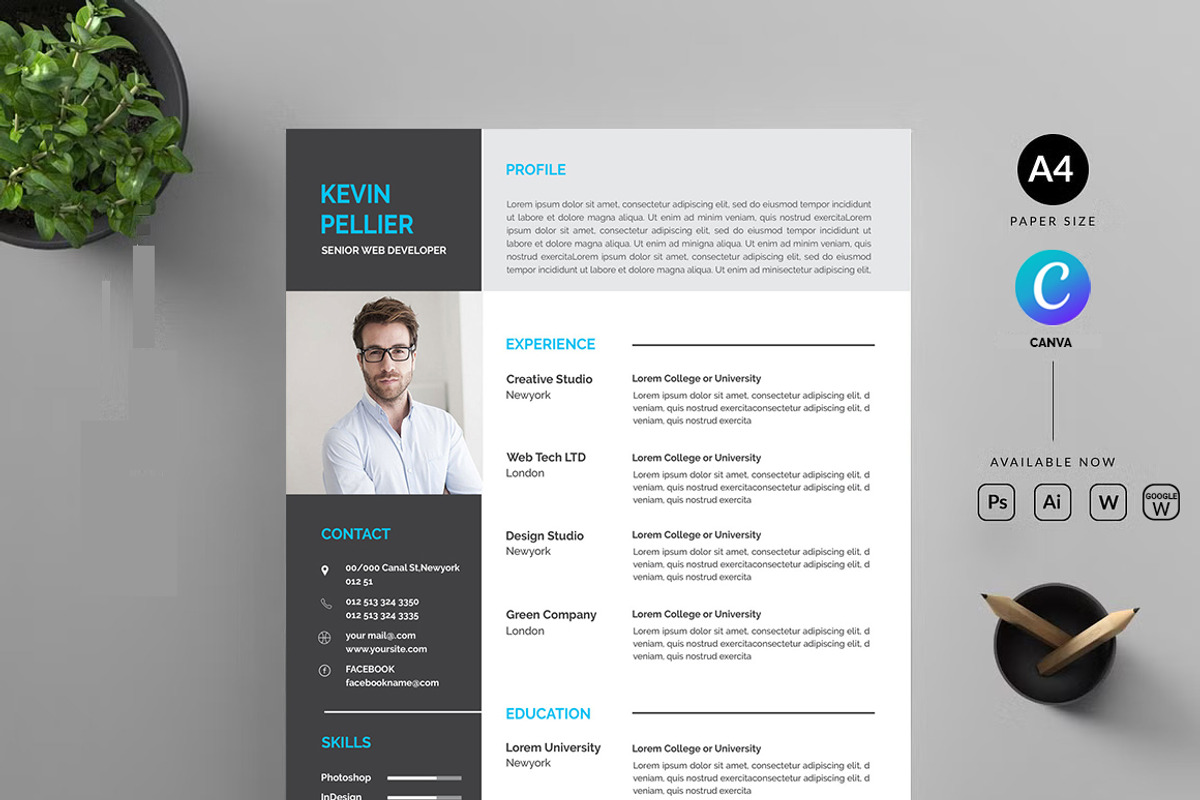 Professional Resume CV Template, a Resume Template by Blackcloud_Creations (Photo 1 of 8)