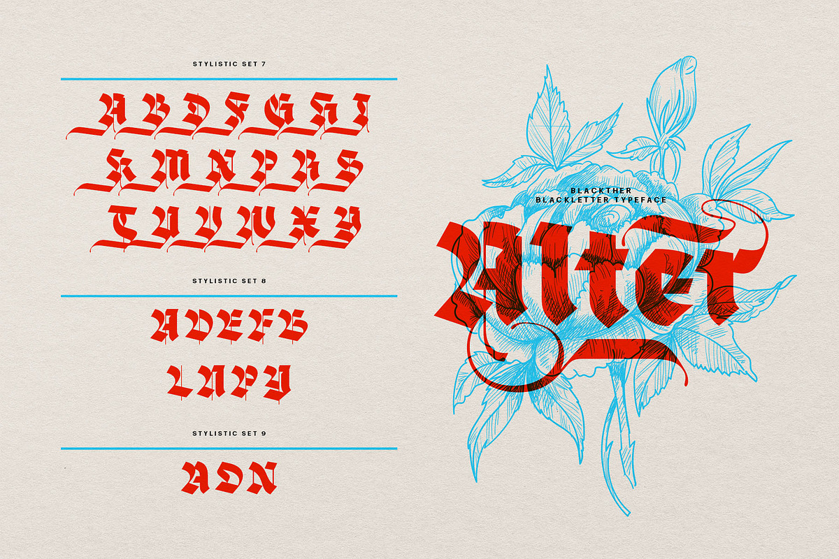 Blackther Typeface, a Blackletter Font by alit design (Photo 18 of 20)