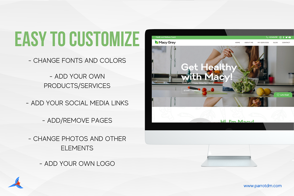Health & Wellness Website for Wix, a Landing Page Template by Parrot Designs (Photo 4 of 4)