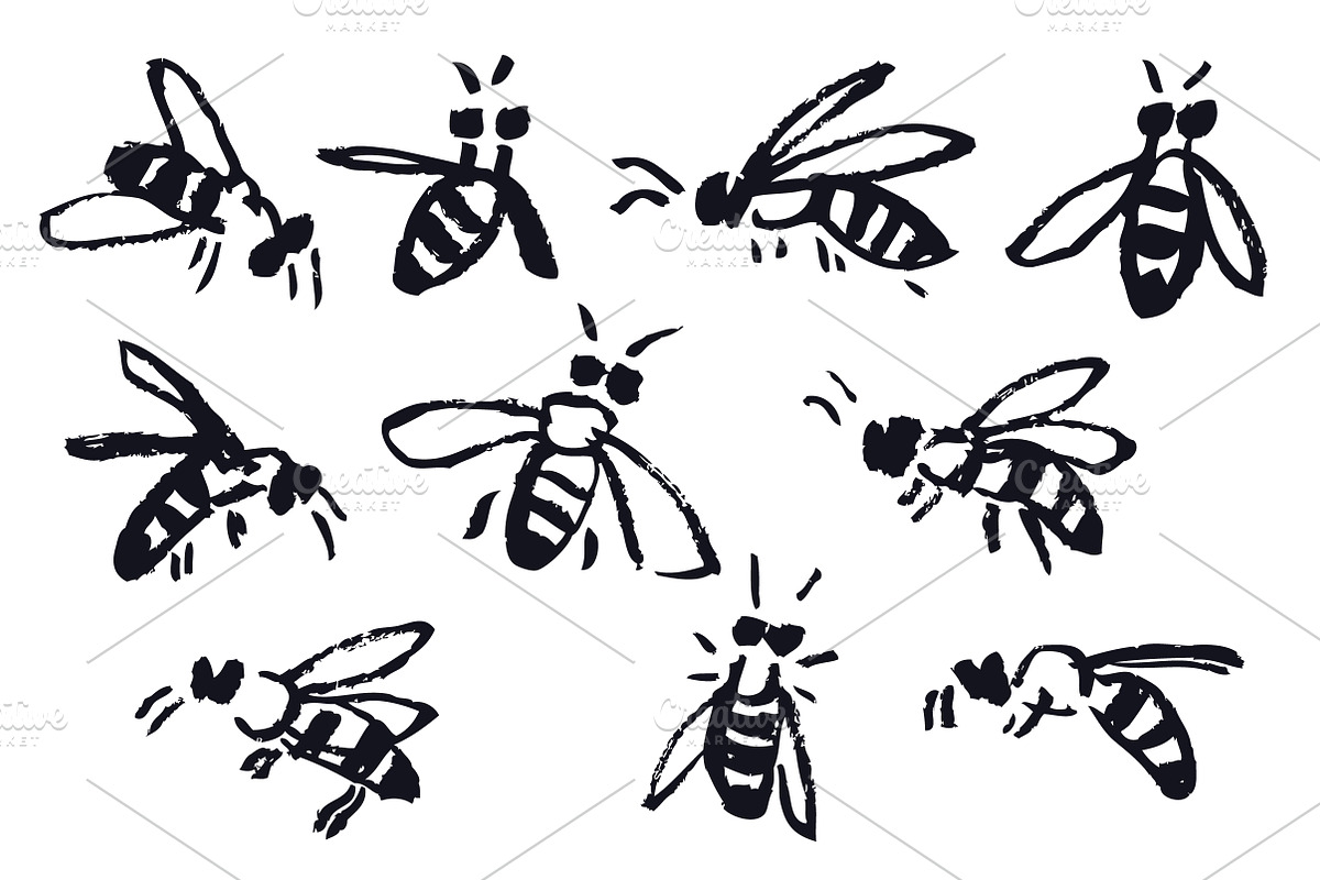 Hand drawn bees, an Animal Illustration by Nenilkime (Photo 2 of 5)