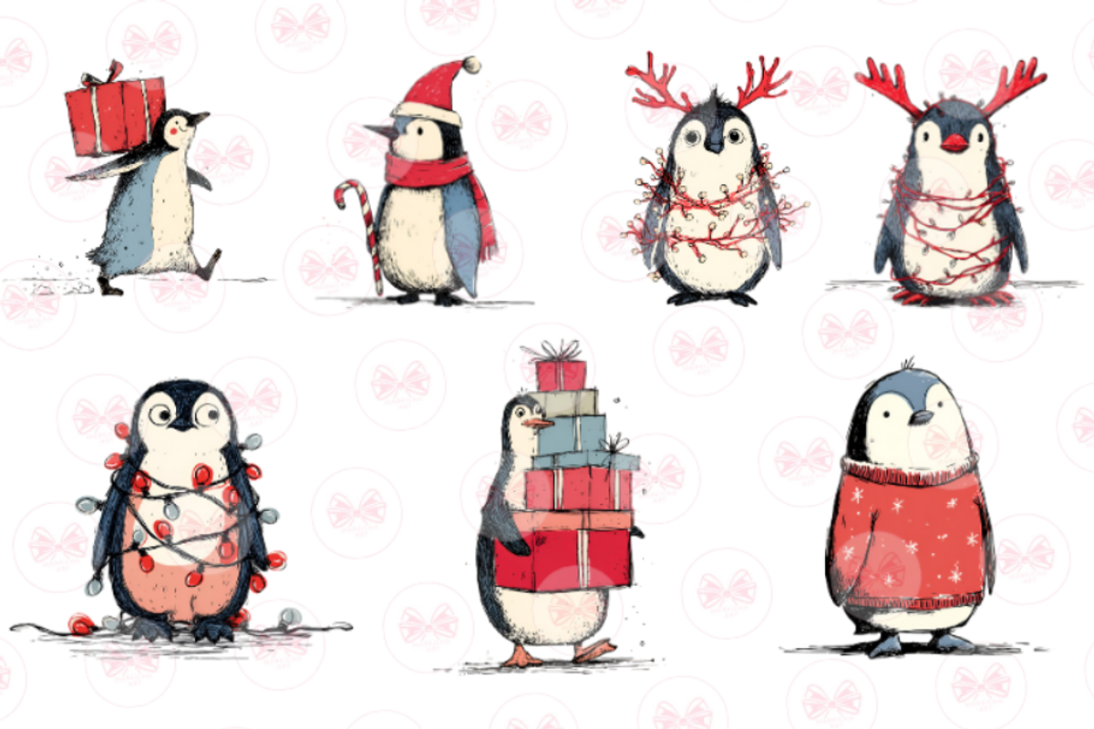 Christmas Penguin Clipart, an Illustration by Markicha Art (Photo 4 of 6)