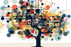 Abstract tree growing with colorful, a Technology Illustration by Ylivdesign