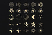 Sunburst, Sun, Moon & Stars vectors, an Illustration by jessicamdesign (Thumbnail 5 of 8)