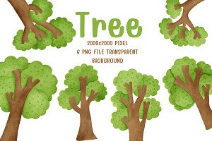 Watercolor Tree Clipart Hand Painted, an Object Illustration by Nattapohncha