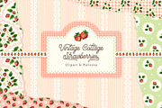 Cottage Strawberry Clipart & Pattern, a Pattern Graphic by PATTERNS etc. (Thumbnail 1 of 16)