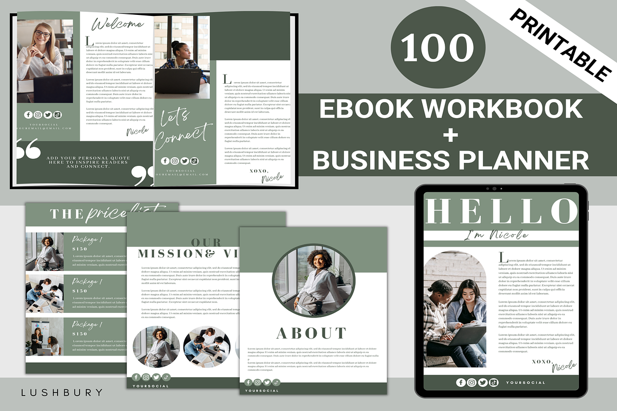 100 Ebook Lead Magnet Template Canva, a Magazine Template by LushBury (Photo 1 of 7)