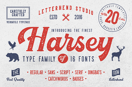 Harsey Type ToolBox (16 FONTS) SALE!, a Sans Serif Font by Letterhend Studio