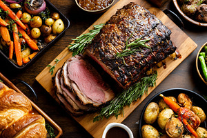 Festive table setting with a juicy, a Food & Drink Photo by MistyDay