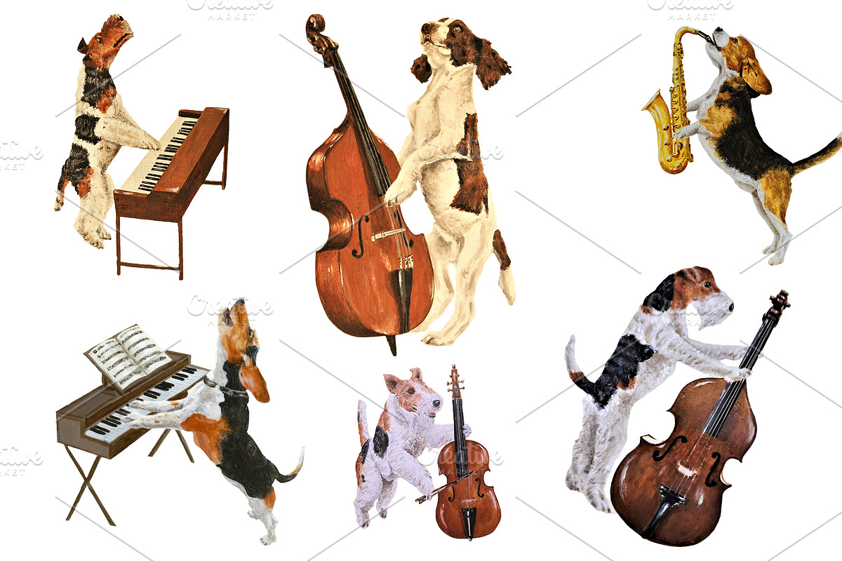 Musical Dog Paintings Bundle, an Animal Illustration by Doggy Days (Photo 1 of 7)