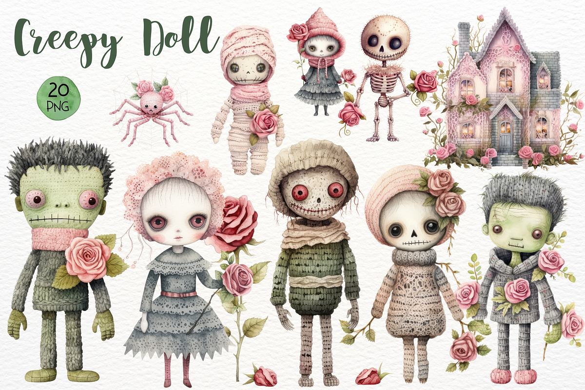 Creepy Doll Watercolor Sublimation, a Decorative Illustration by Maysa Art (Photo 1 of 6)